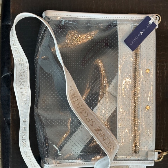 Fenix Sportier Front Row Bag - White Leather / Clear PVC / Gold Hardware - Picture 2 of 11